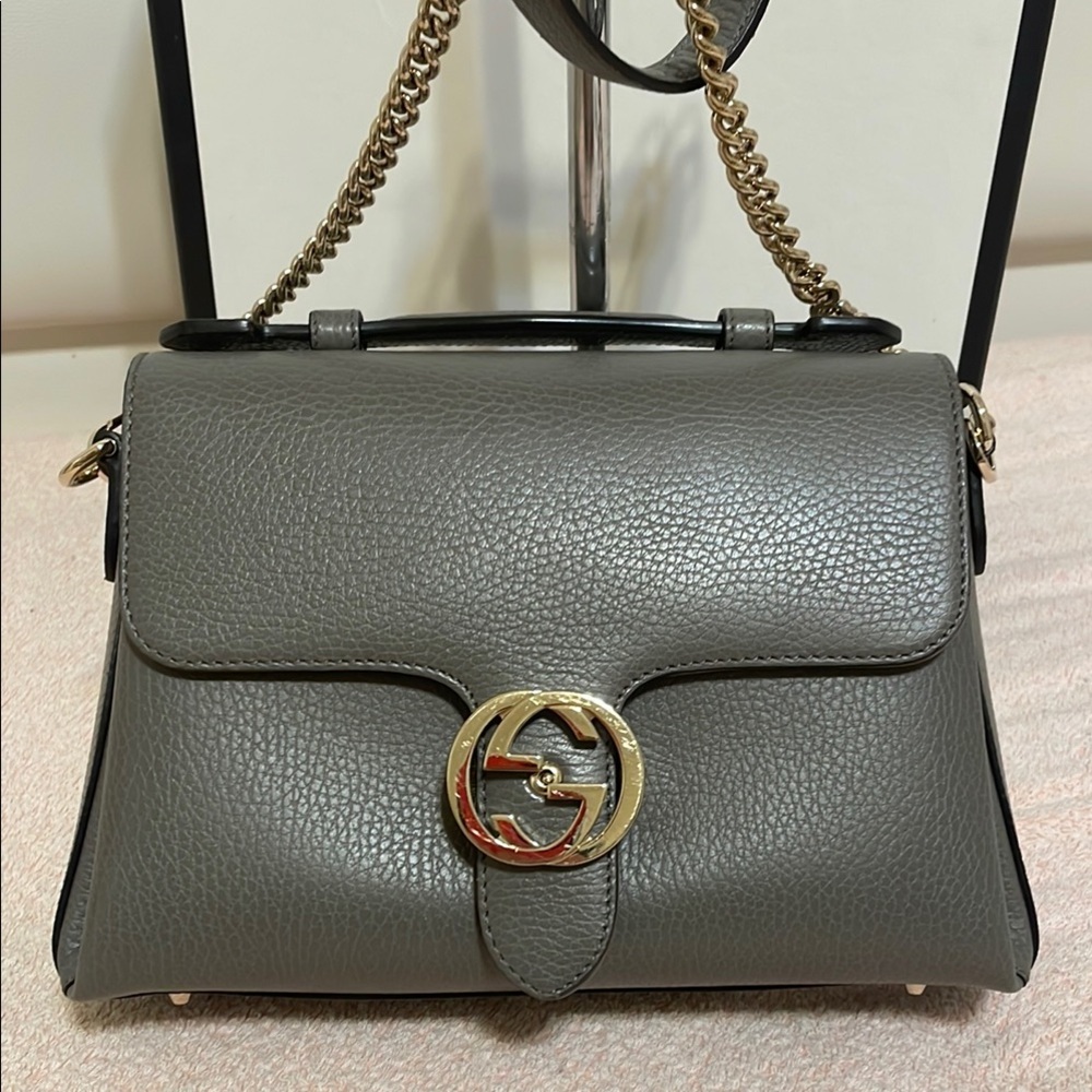 Gucci Interlocking Top Handle Bag in Grey